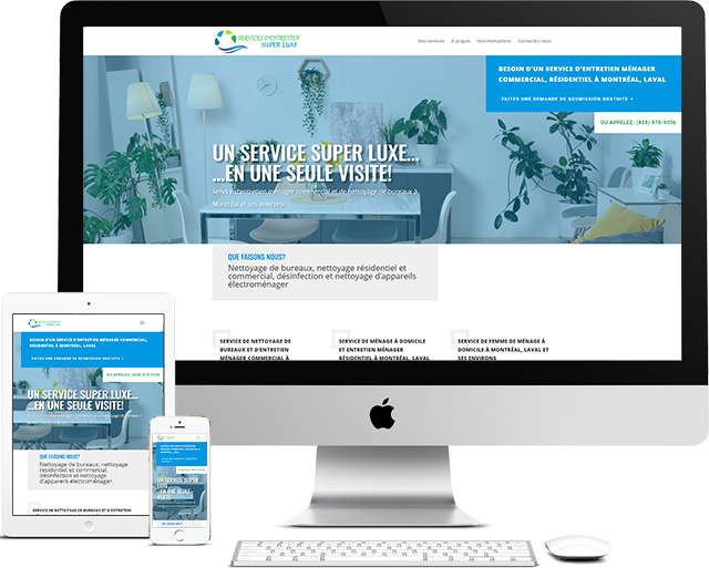 Conception de site pas cher pour une entreprise de service entretien ménager à Laval - Création site web pas cher situé à Montréal